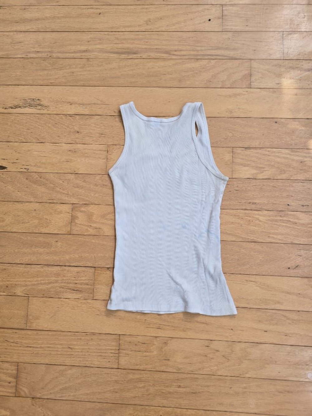 vintage Y2K | blinged-out white ribbed fitted tank top | WMS S - Picture 9 of 10